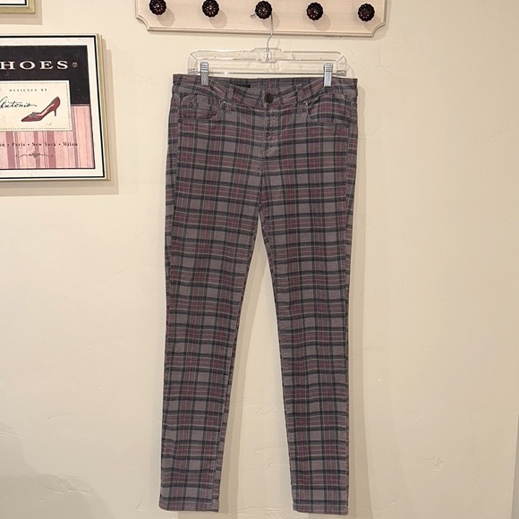 Kut from the Kloth Pants - NEW Kut from the Kloth gray mix plaid pants Mia Toothpick Skinny women Sz 8